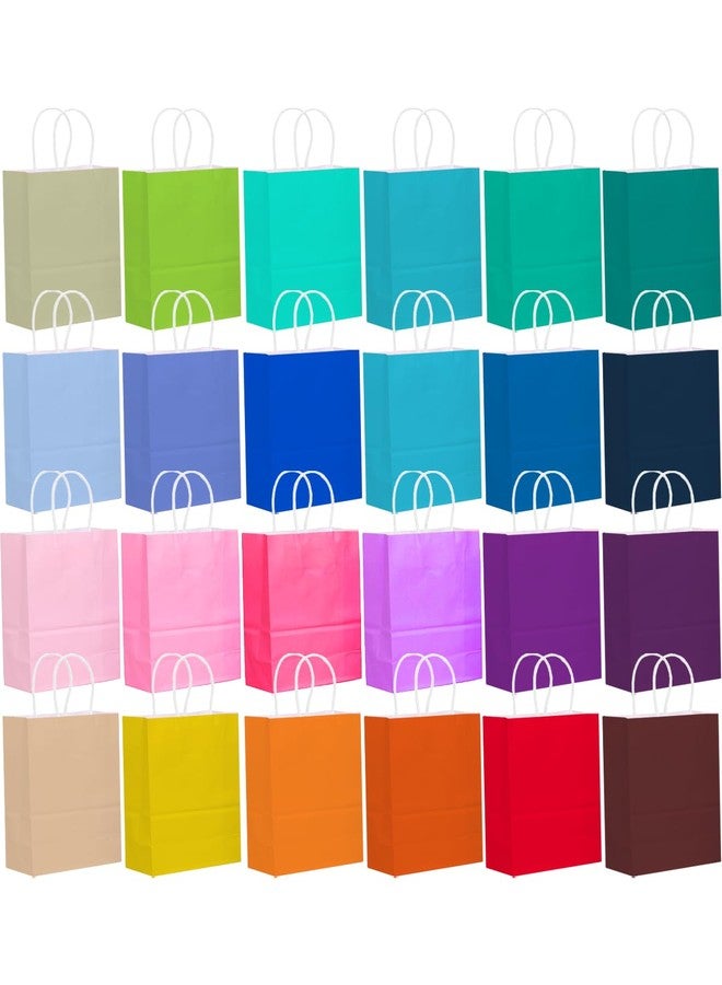 qiqee 100Pcs Paper Gift Bags with Handles - 8.3"x6"x3.15" Small Party Favor Bags - 24 Solid Colors - Image 2